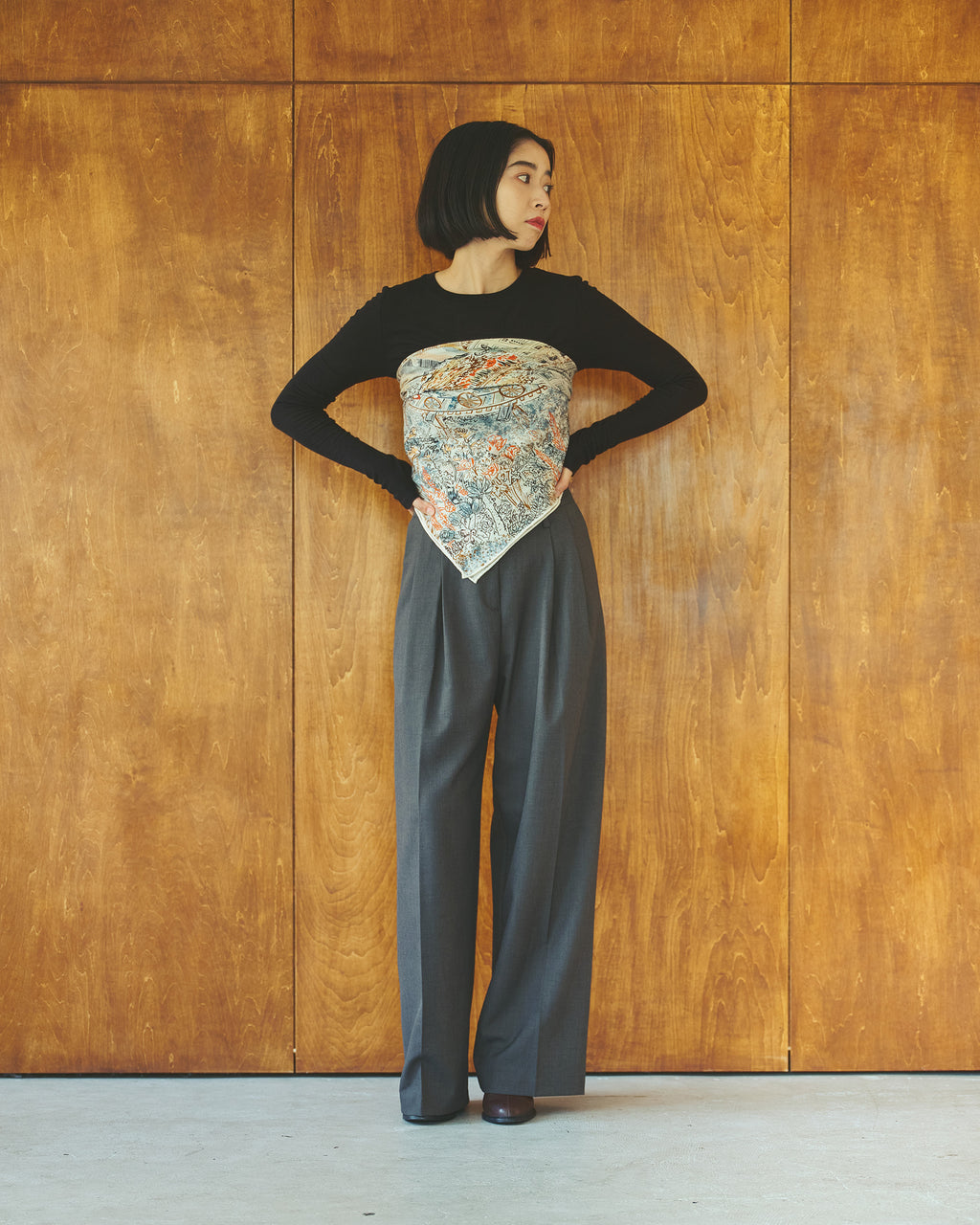 Wool-Tencel Back-Slit Top/ウール テンセル バックスリット トップ