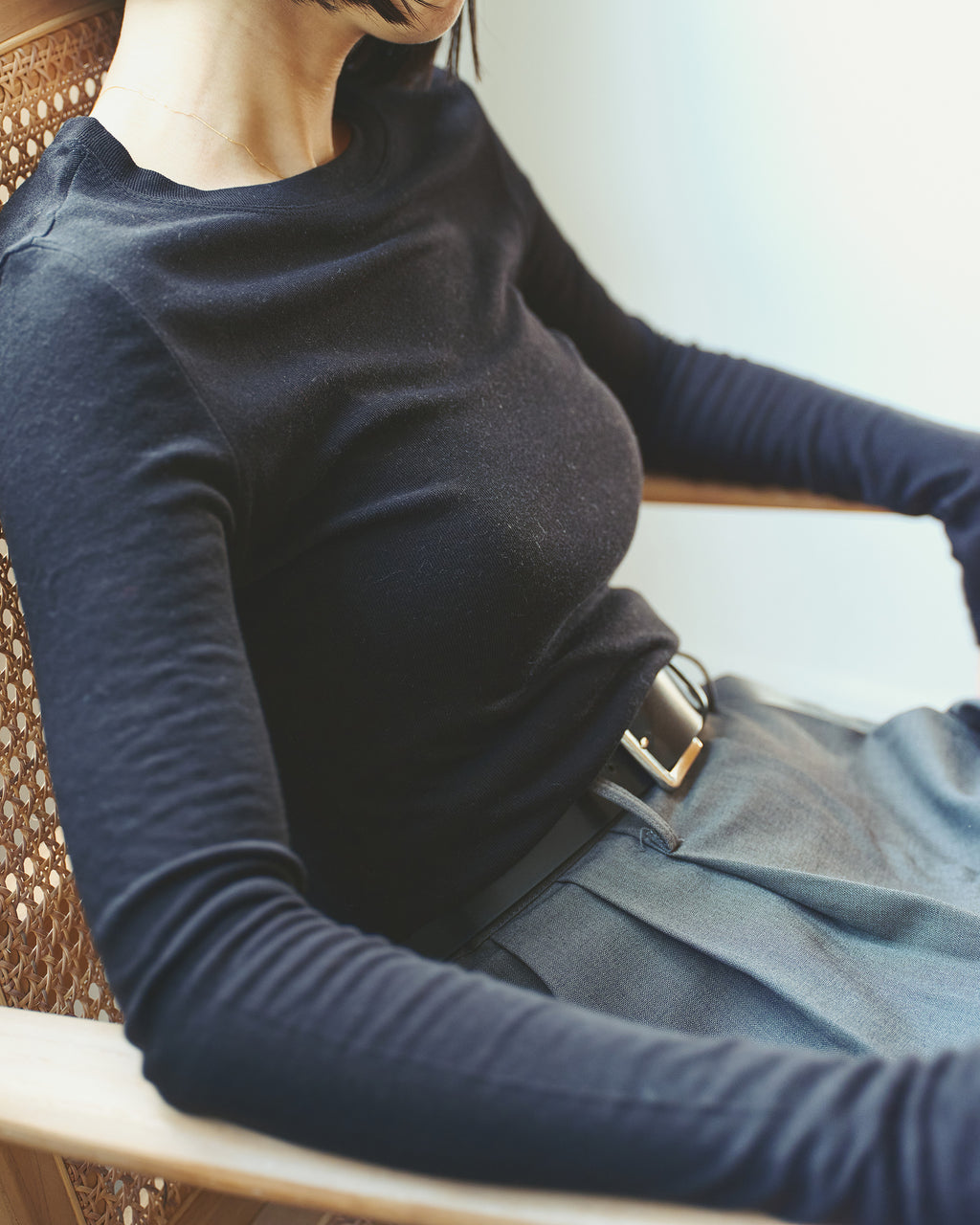 Wool-Tencel Back-Slit Top/ウール テンセル バックスリット トップ