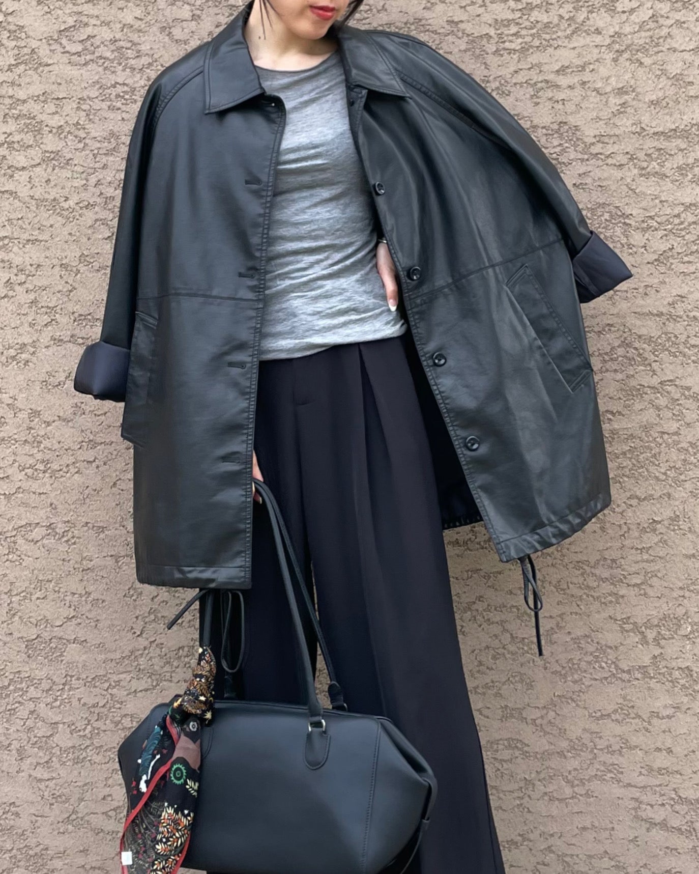 Eco Leather Half Coat Jacket/エコレザーハーフコートジャケット