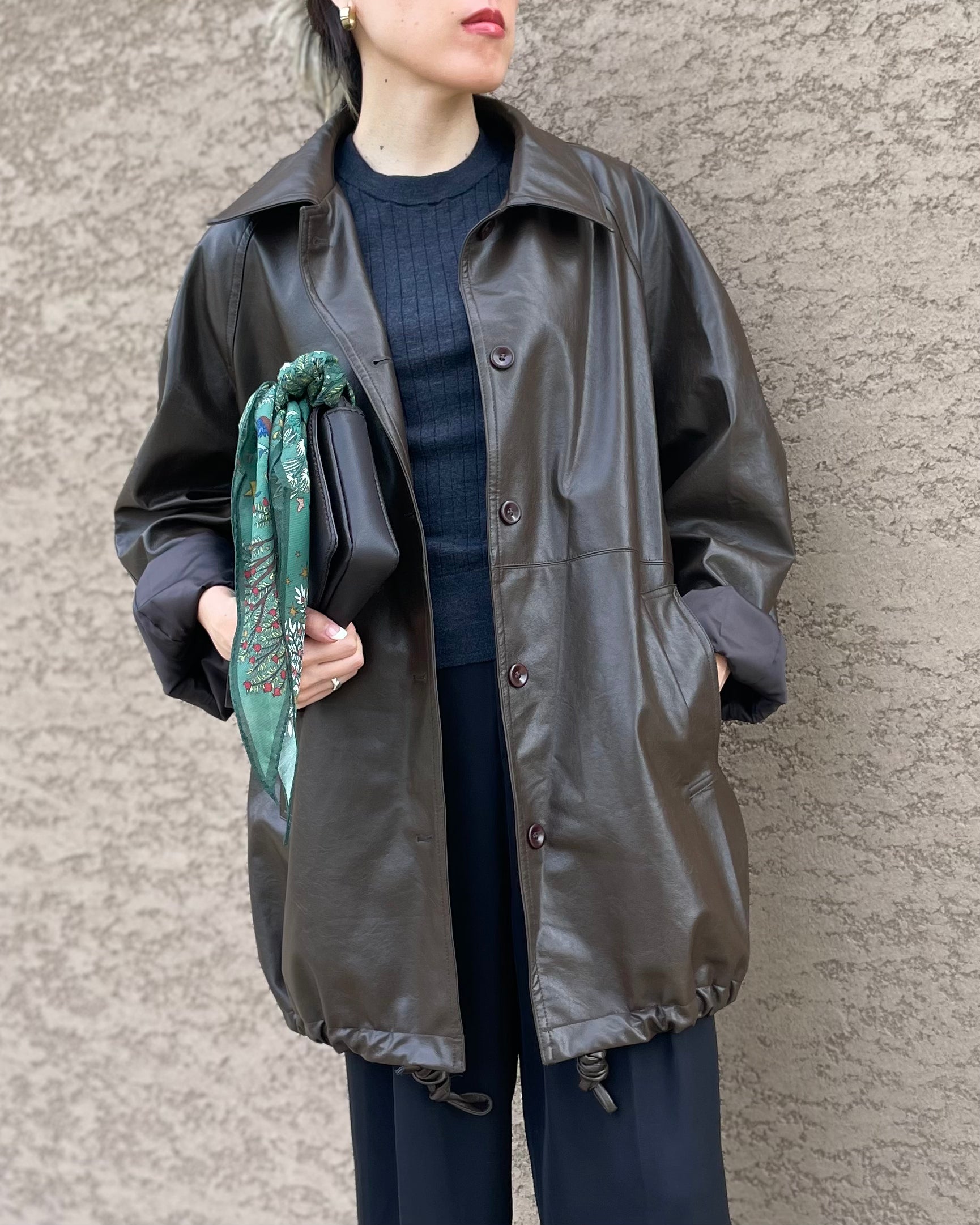 Eco Leather Half Coat Jacket/エコレザーハーフコートジャケット