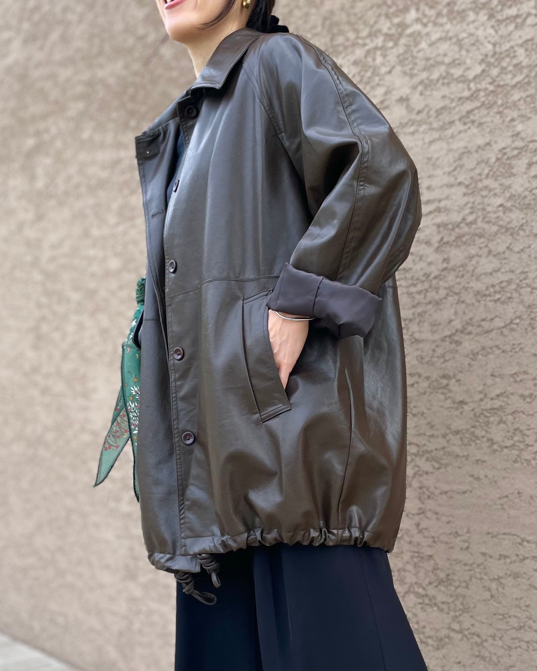 Eco Leather Half Coat Jacket/エコレザーハーフコートジャケット