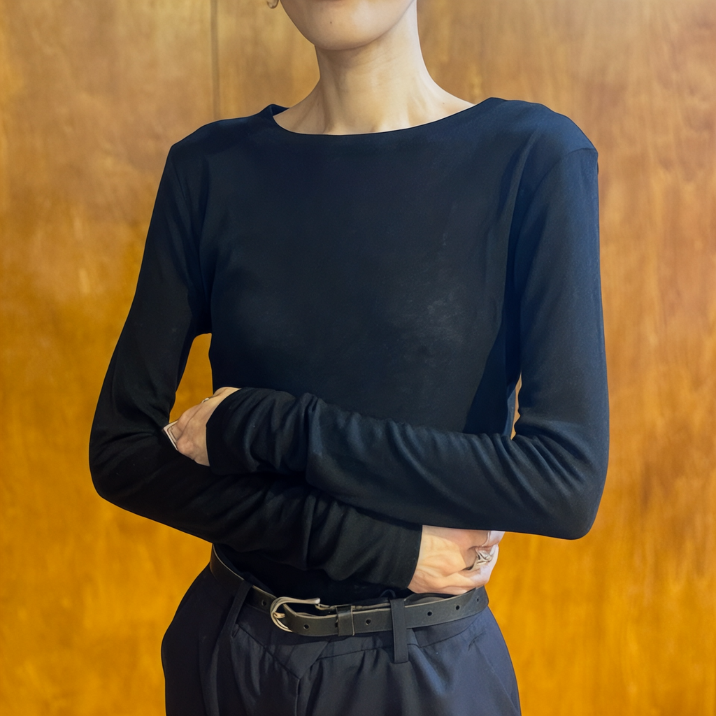 Wool-Tencel Back-Slit Top/ウール テンセル バックスリット トップ